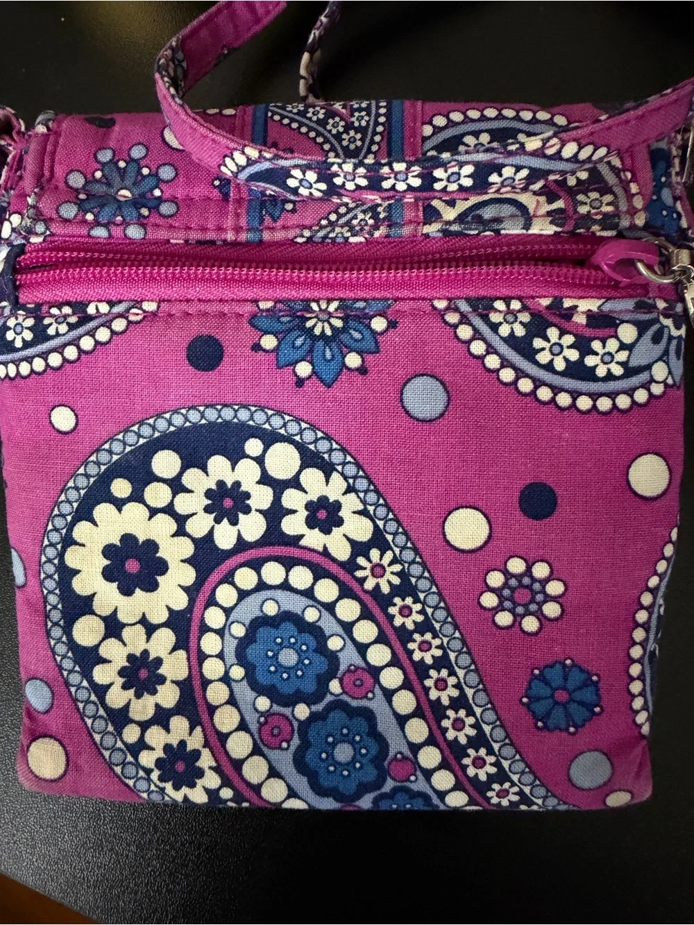 Vera Bradley Magenta and Blue Paisley Crossbody Bag